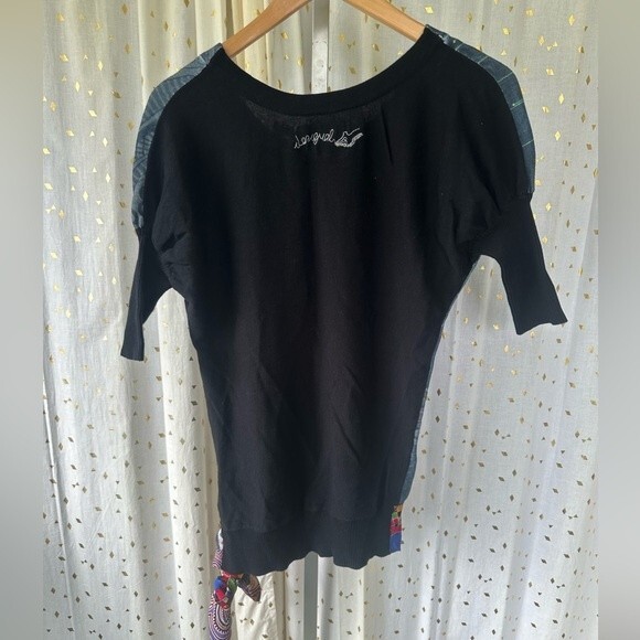 Desigual Loves Knitwear Art Deco Floral Exotic Bird Side Tie Unique Sweater XL - Picture 5 of 8